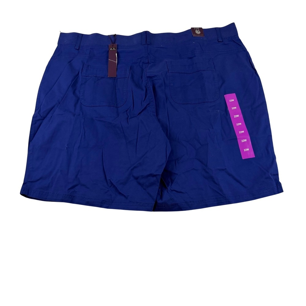 Gloria Vanderbilt Amanda Royal Blue Stretch Waist Shorts Womens Plus 22W NEW